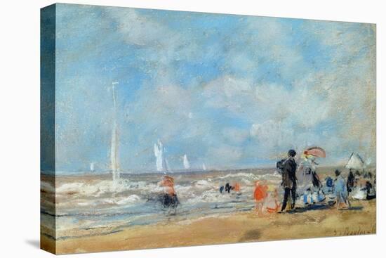 On the Beach, 1863 (W/C and Pastel on Paper)-Eugène Boudin-Premier Image Canvas