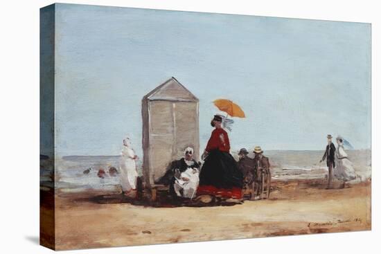On the Beach at Trouville-Eug?ne Boudin-Premier Image Canvas