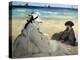 On the Beach Representation of Suzanne Manet, Wife of the Artist and His Brother Eugene on Berck Su-Edouard Manet-Premier Image Canvas