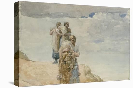 On the Cliff, Cullercoats, C.1881-82 (W/C & Charcoal on Wove Paper)-Winslow Homer-Premier Image Canvas