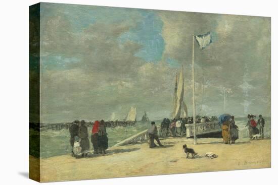 On the Jetty, C. 1869-70 (Oil on Wood)-Eugene Louis Boudin-Premier Image Canvas