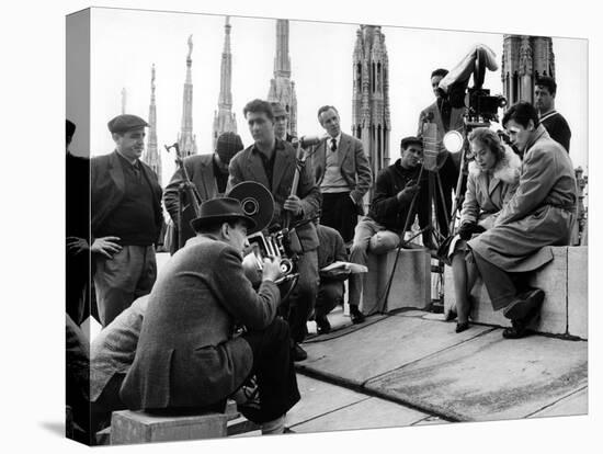 On the set of film "Rocco and his Brothers" , Luchino Visconti directs Annie Girardot and Alain Del-null-Stretched Canvas