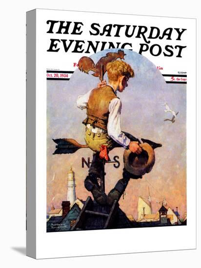 "On Top of the World" Saturday Evening Post Cover, October 20,1934-Norman Rockwell-Premier Image Canvas