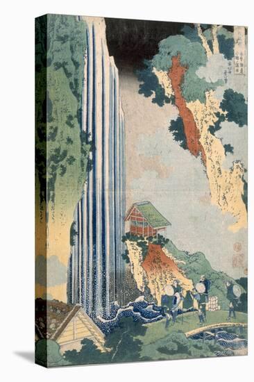 Ona Waterfall on the Kisokaido, 1827 (Colour Woodblock Print)-Katsushika Hokusai-Premier Image Canvas