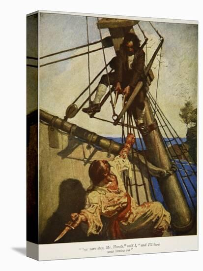 "One more step, Mr. Hands ? and I'll blow your brains out", Illustration from 'Treasure Island-Newell Convers Wyeth-Premier Image Canvas