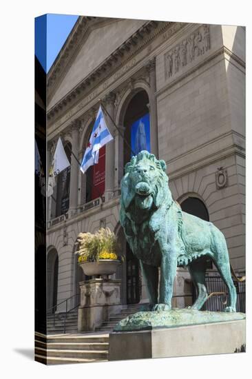 One of Two Bronze Lion Statues Outside the Art Institute of Chicago-Amanda Hall-Premier Image Canvas
