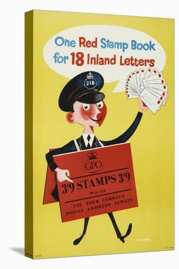 One Red Stamp Book for 18 Inland Letters-AG Keeler-Stretched Canvas