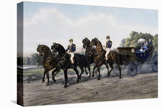 Open Carriage Drawn by Four Horses, 1863, by Guerard, France, 19th Century-null-Premier Image Canvas