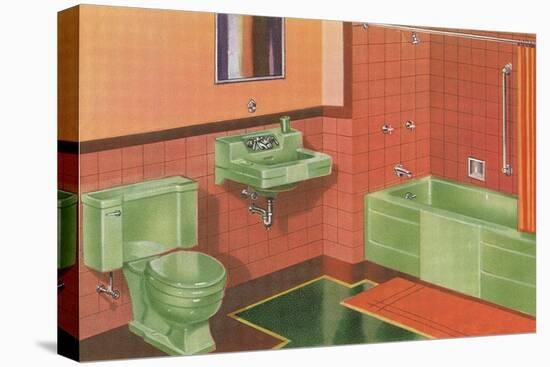 Orange and Green Bathroom-null-Stretched Canvas