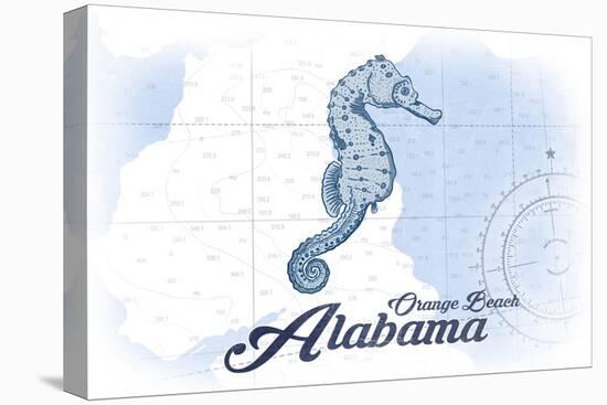 Orange Beach, Alabama - Seahorse - Blue - Coastal Icon-Lantern Press-Stretched Canvas