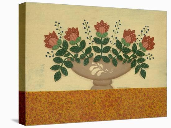 Orange Flowers with Gold Orange Tablecloth-Debbie McMaster-Premier Image Canvas