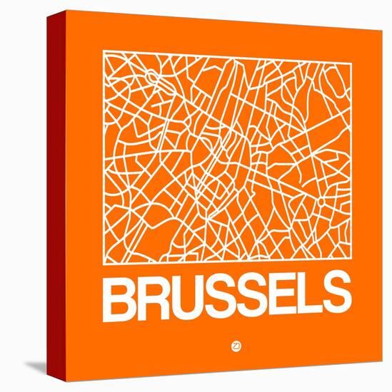 Orange Map of Brussels-NaxArt-Stretched Canvas