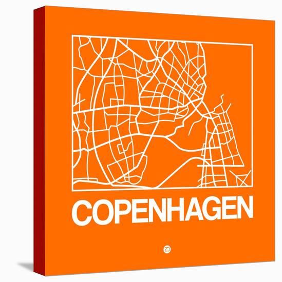 Orange Map of Copenhagen-NaxArt-Stretched Canvas