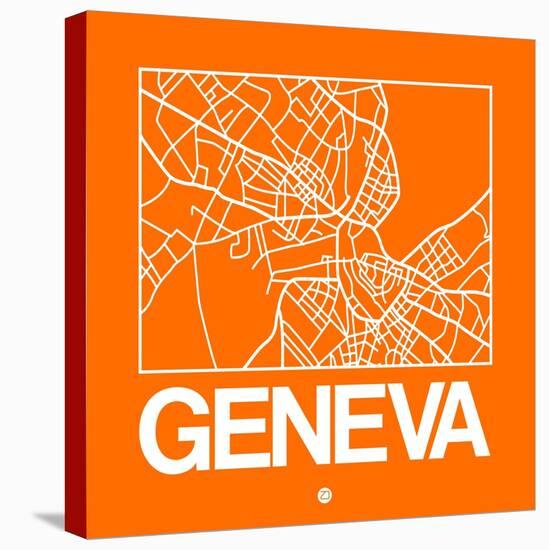Orange Map of Geneva-NaxArt-Stretched Canvas