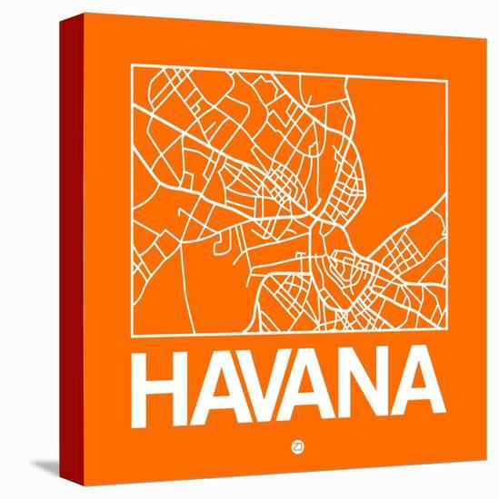 Orange Map of Havana-NaxArt-Stretched Canvas