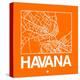 Orange Map of Havana-NaxArt-Stretched Canvas