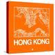 Orange Map of Hong Kong-NaxArt-Stretched Canvas