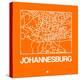 Orange Map of Johannesburg-NaxArt-Stretched Canvas