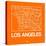 Orange Map of Los Angeles-NaxArt-Stretched Canvas