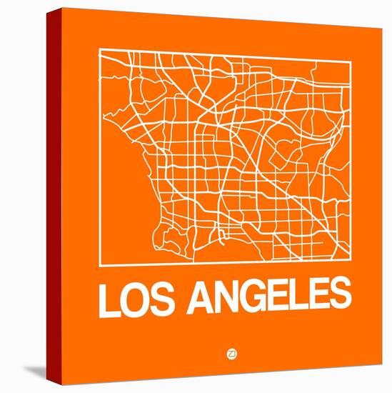 Orange Map of Los Angeles-NaxArt-Stretched Canvas