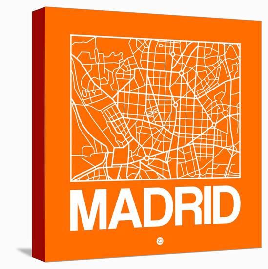 Orange Map of Madrid-NaxArt-Stretched Canvas