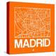 Orange Map of Madrid-NaxArt-Stretched Canvas