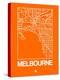 Orange Map of Melbourne-NaxArt-Stretched Canvas