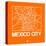 Orange Map of Mexico City-NaxArt-Stretched Canvas