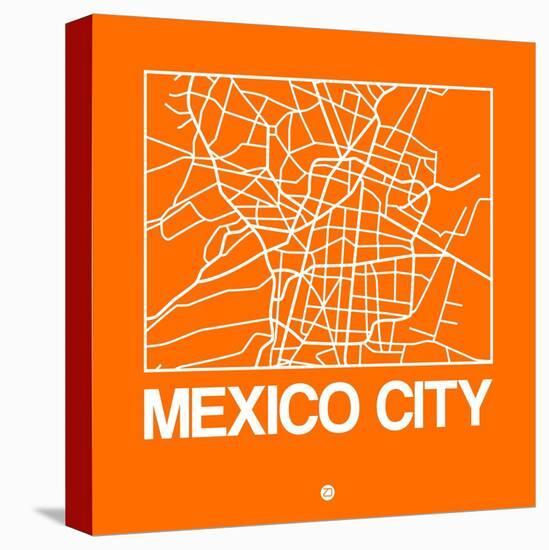 Orange Map of Mexico City-NaxArt-Stretched Canvas