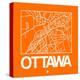 Orange Map of Ottawa-NaxArt-Stretched Canvas