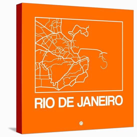 Orange Map of Rio De Janeiro-NaxArt-Stretched Canvas