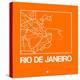 Orange Map of Rio De Janeiro-NaxArt-Stretched Canvas