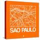 Orange Map of Sao Paulo-NaxArt-Stretched Canvas