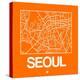 Orange Map of Seoul-NaxArt-Stretched Canvas