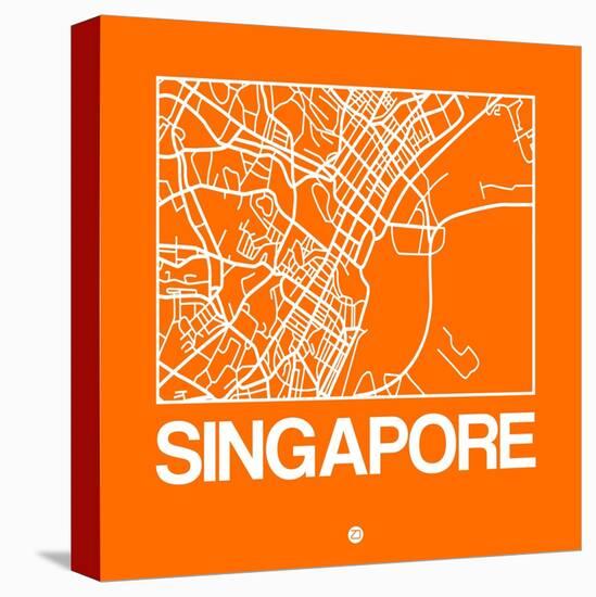 Orange Map of Singapore-NaxArt-Stretched Canvas