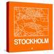 Orange Map of Stockholm-NaxArt-Stretched Canvas