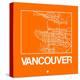 Orange Map of Vancouver-NaxArt-Stretched Canvas