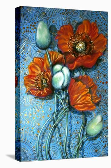 Orange Poppies on Blue-Cherie Roe Dirksen-Premier Image Canvas