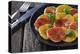 Orange Salad and Blood Orange Salad on Dark Plate-Jana Ihle-Premier Image Canvas