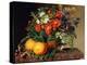 Oranges, Blackberries and a Vase of Flowers on a Ledge. 1834-Johan Laurentz Jensen-Premier Image Canvas