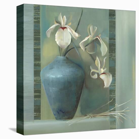 Orchids in a Blue Vase-Louise Montillio-Stretched Canvas