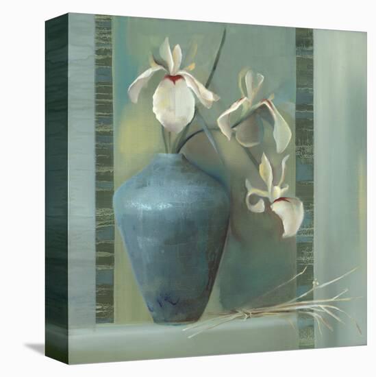 Orchids in a Blue Vase-Louise Montillio-Stretched Canvas