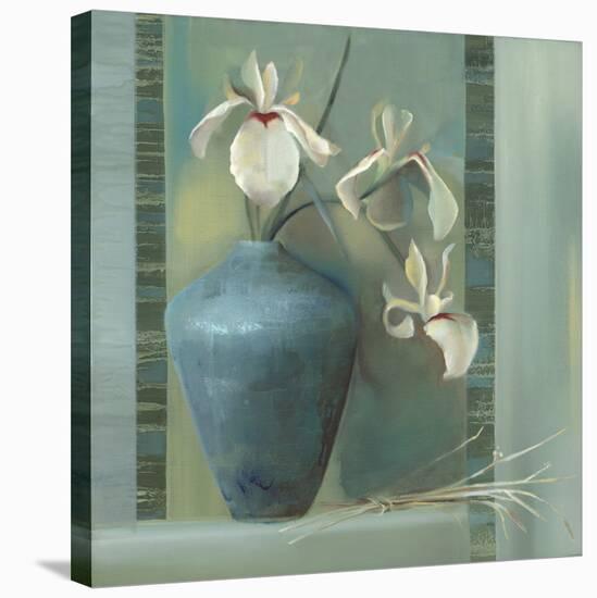 Orchids in a Blue Vase-Louise Montillio-Stretched Canvas