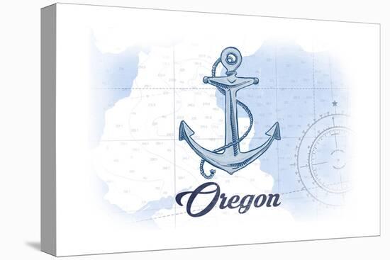 Oregon - Anchor - Blue - Coastal Icon-Lantern Press-Stretched Canvas