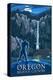 Oregon Bigfoot Country and Multnomah Falls-Lantern Press-Stretched Canvas