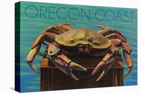 Oregon Coast - Dungeness Crab Vintage Postcard-Lantern Press-Stretched Canvas