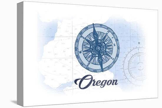 Oregon - Compass - Blue - Coastal Icon-Lantern Press-Stretched Canvas