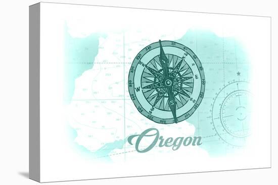 Oregon - Compass - Teal - Coastal Icon-Lantern Press-Stretched Canvas