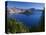 Oregon. Crater Lake NP, Wizard Island and Crater Lake with a grove of mountain hemlock-John Barger-Premier Image Canvas