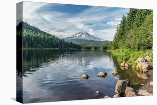 Oregon, Mt. Hood National Forest. Trillium Lake and Mt. Hood-Rob Tilley-Premier Image Canvas